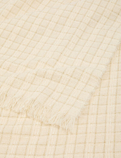 Écharpe tweed ivoire femme
