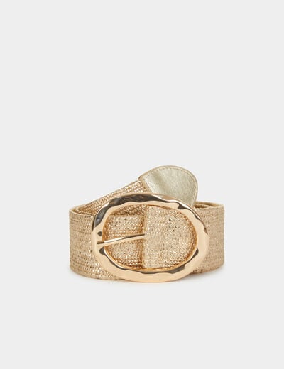 Ceinture large paille jaune or femme
