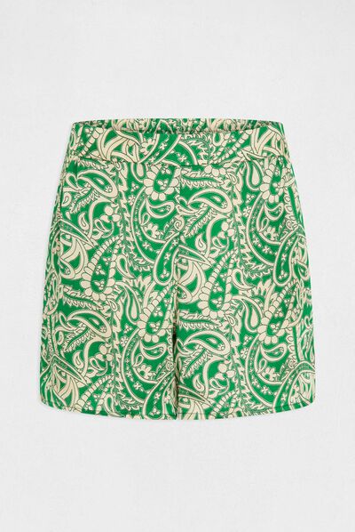 Short droit satin imprimé cachemire multico femme