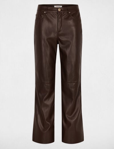 Pantalon bootcut similicuir marron foncé femme