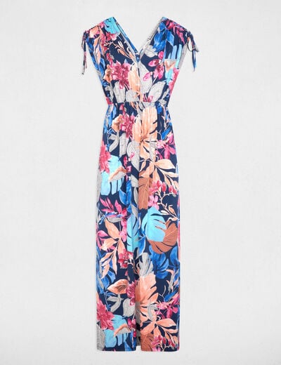 Robe longue d&eacute;collet&eacute; multicolore femme