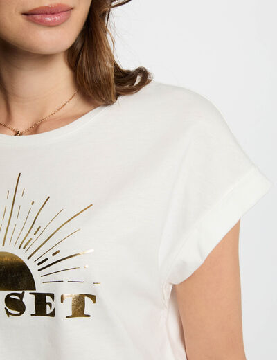 T-shirt à inscription blanc femme
