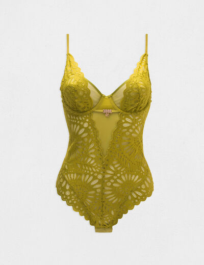 Body en dentelle vert femme