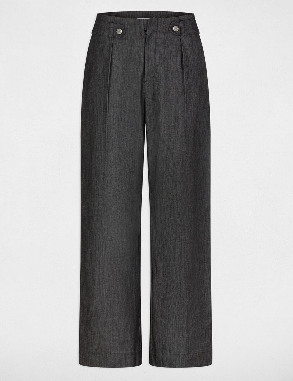 Jean droit taille haute noir femme