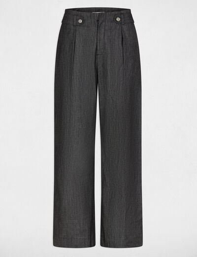 Jean droit taille haute noir femme