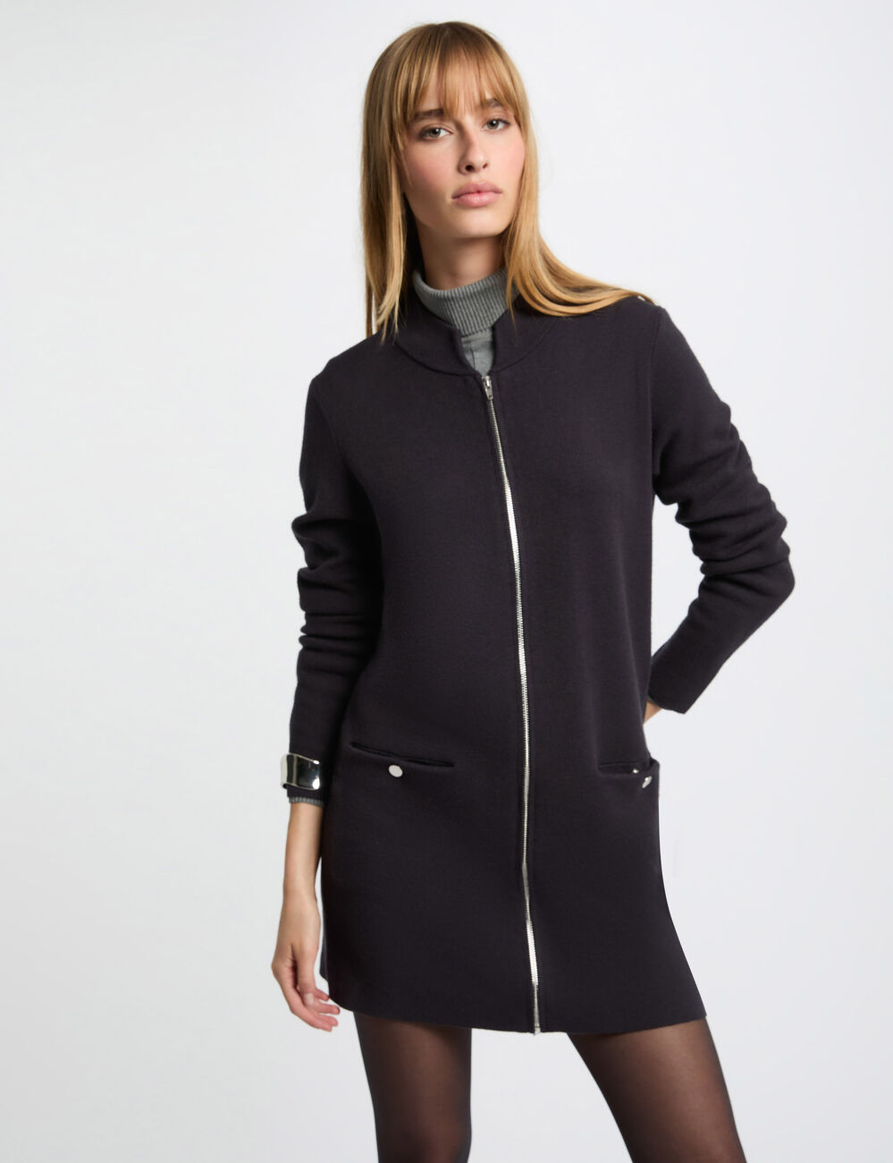 Vest met lange mouwen antracietgrijs vrouw