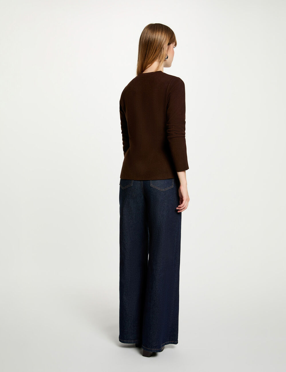 Vest met ronde hals donker bruin vrouw