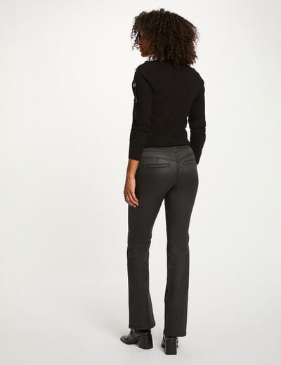 Pantalon bootcut enduit noir femme