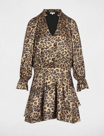 Robe courte ajustée multicolore femme
