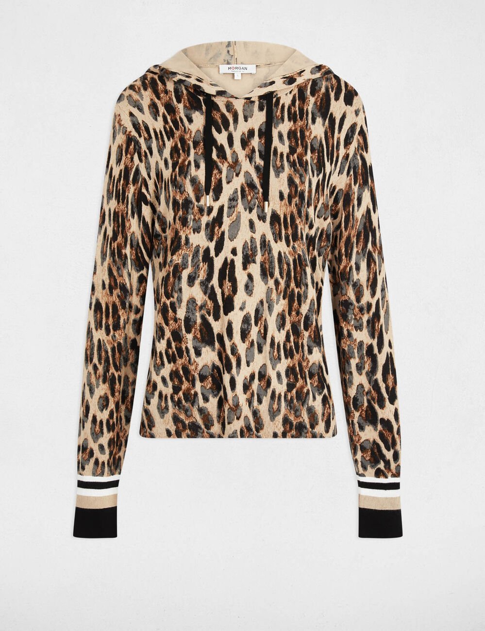 Pull droit à capuche multicolore femme