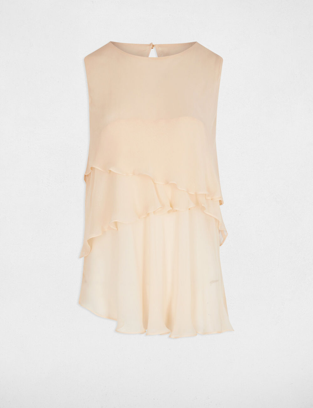 Mouwloze voile blouse poeder roze vrouw