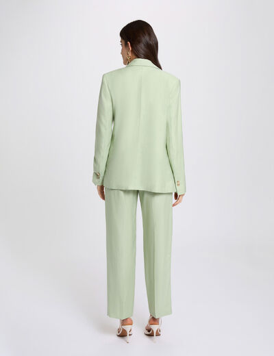 Getailleerde blazer met reverskraag pastelgroen vrouw