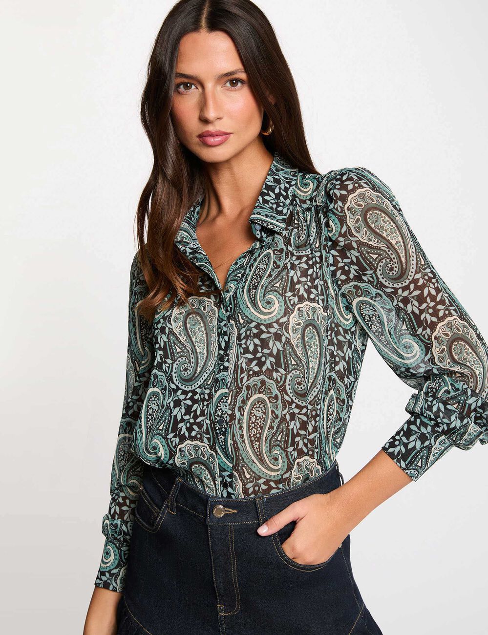 Soepel vallend overhemd met print meerkleurig vrouw