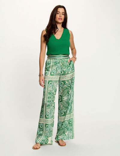 Hoge taille brede broek meerkleurig vrouw