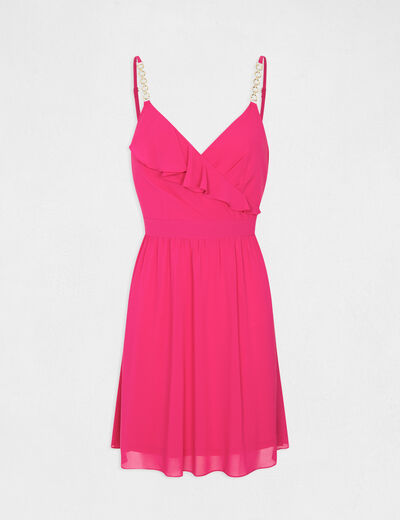 Robe patineuse avec col cache-coeur rose fonce femme