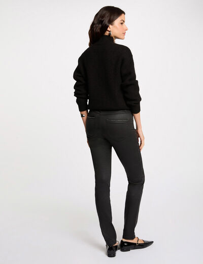 Gecoate slim-fit broek zwart vrouw