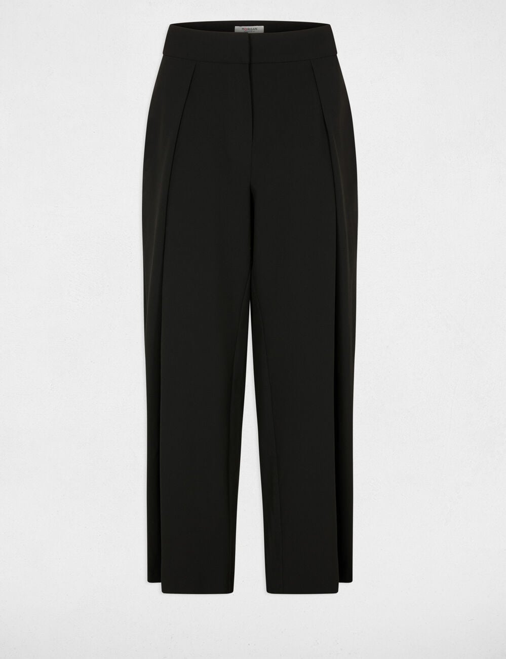 Hoge taille brede broek zwart vrouw