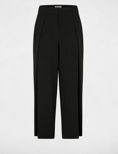 Hoge taille brede broek zwart vrouw