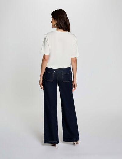 Recht T-shirt met korte mouwen helder wit vrouw