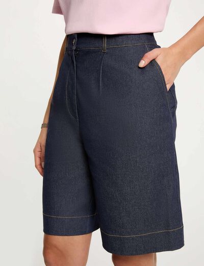Wijde denim short ruw denim vrouw