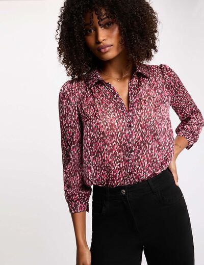 Chemise voile imprimée multicolore femme