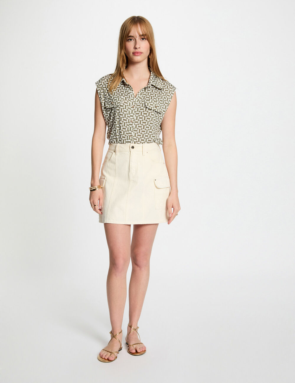 Blouse met korte mouwen helder wit vrouw
