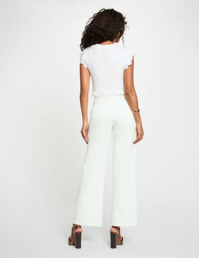 Top col rond volants blanc femme