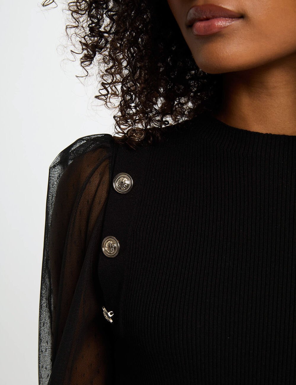 Pull col montant noir femme