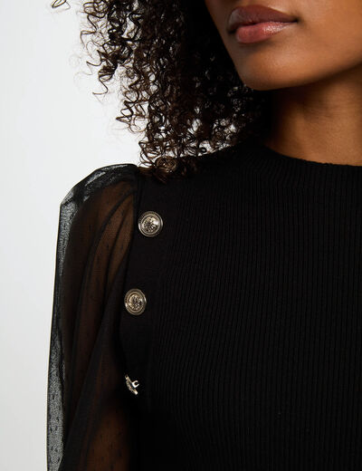 Pull col montant noir femme