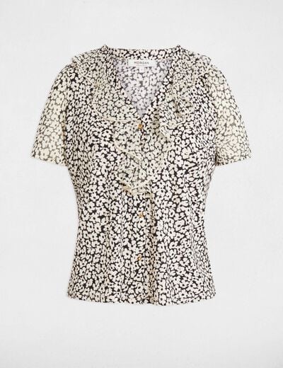 Blouse met korte mouwen helder wit vrouw
