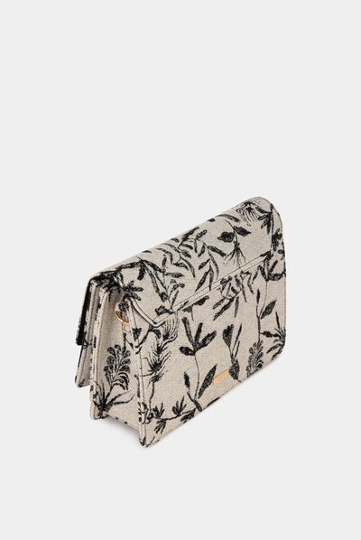 Sac à rabat imprimé végétal noir femme