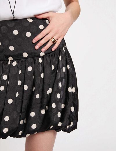 Jupe pliss&eacute;e imprim&eacute;e noir femme