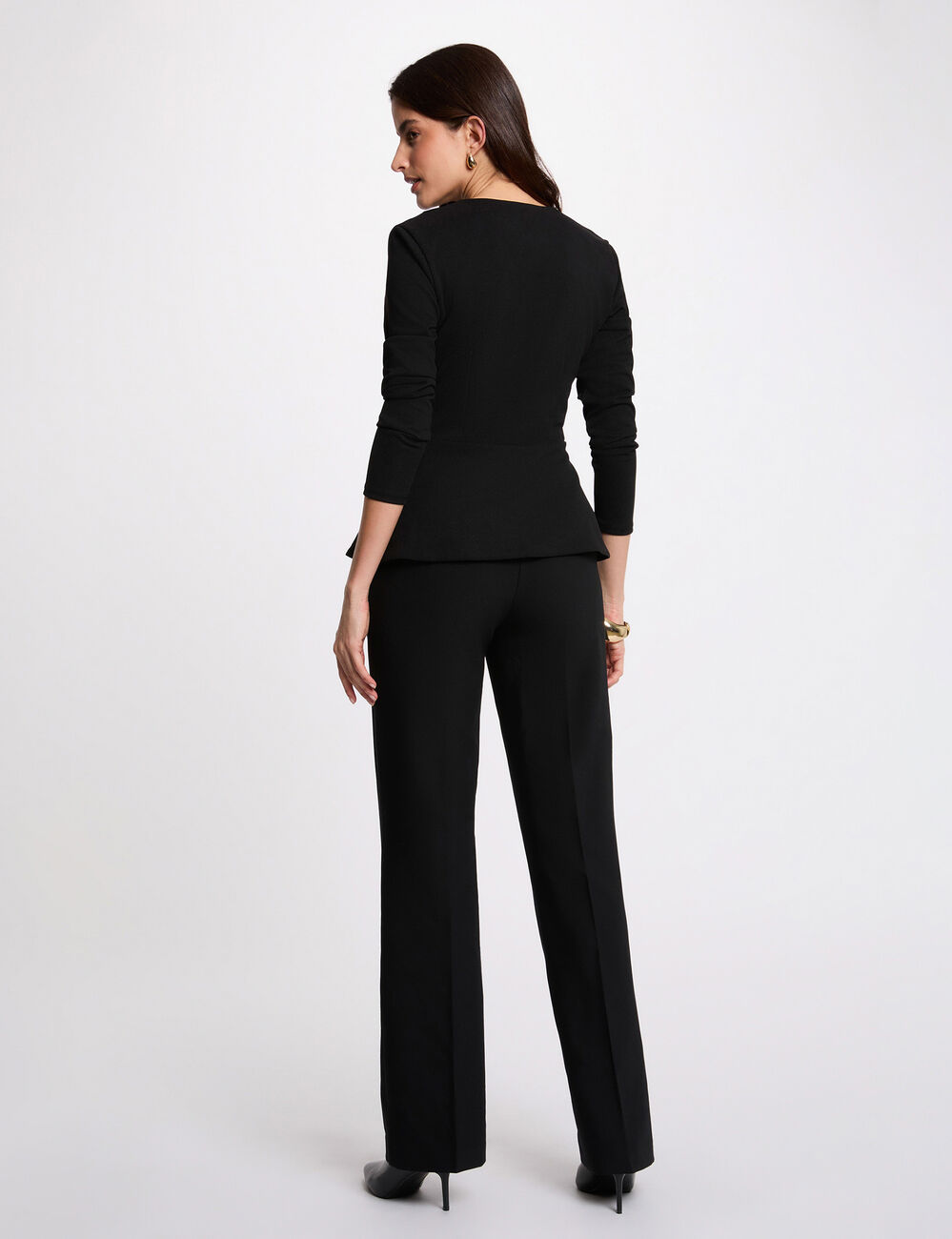 Getailleerd V-hals T-shirt zwart vrouw