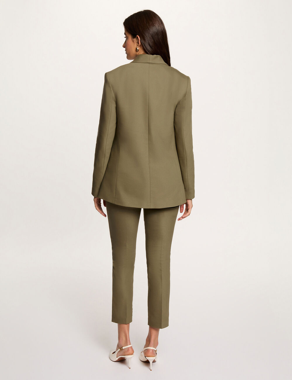 Veste courte col ch&acirc;le vert kaki femme