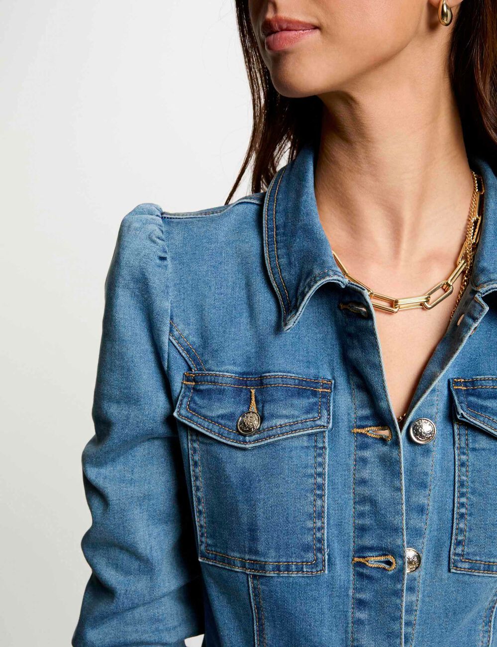 Lange jumpsuit van denim stone washed denim vrouw