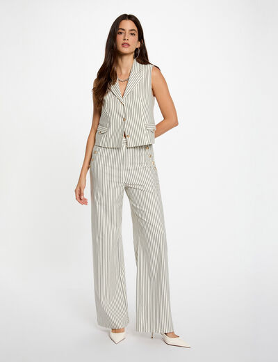 Pantalon large rayé multicolore femme