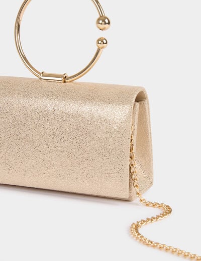 Sac pochette paillettes jaune or femme