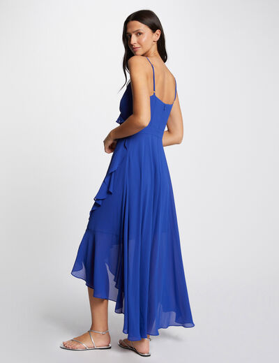 Robe longue portefeuille bleu electrique femme