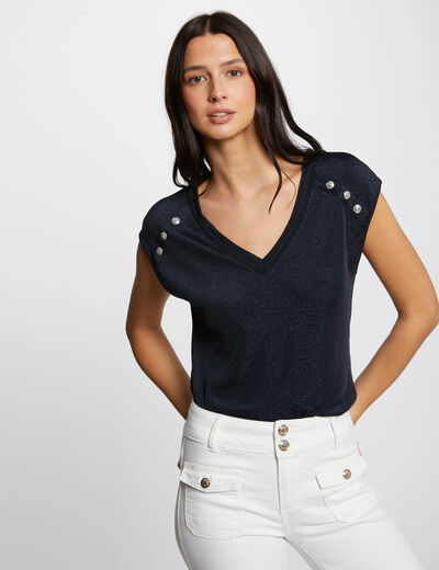T-shirt met korte mouwen marineblauw vrouw