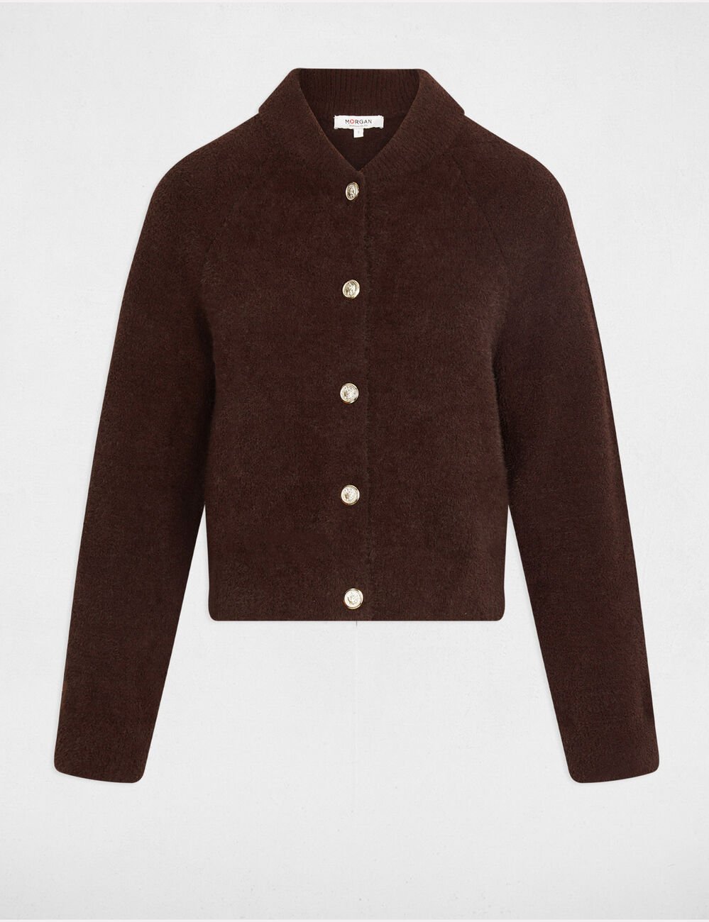 Gilet manches longues marron foncé femme