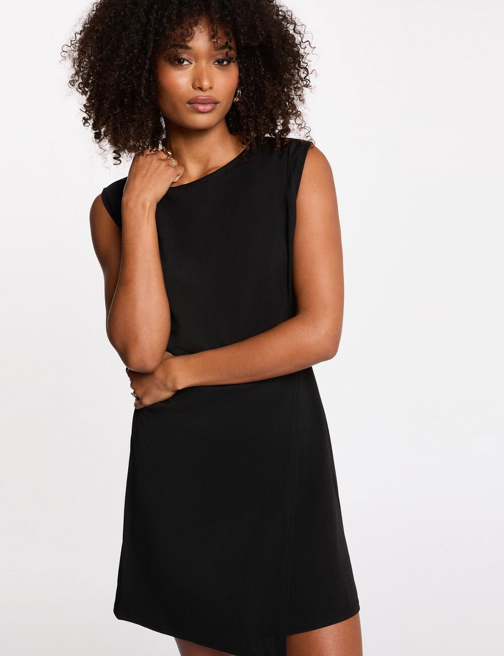 Robe courte sans manches noir femme