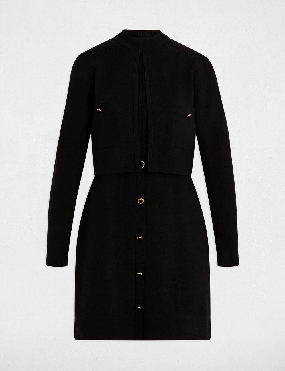 Robe courte effet 2-en-1 noir femme