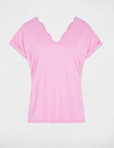 T-shirt met korte mouwen roze vrouw