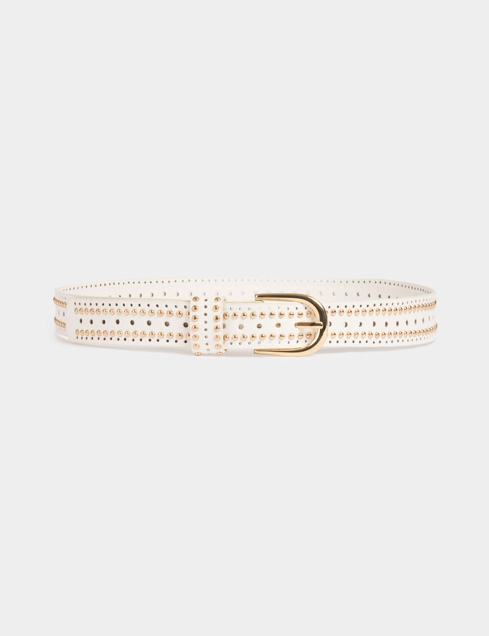 Riem met studs en perforaties helder wit vrouw