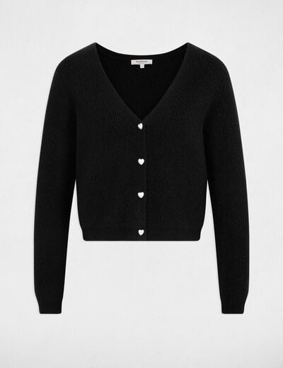 Gilet col en V noir femme