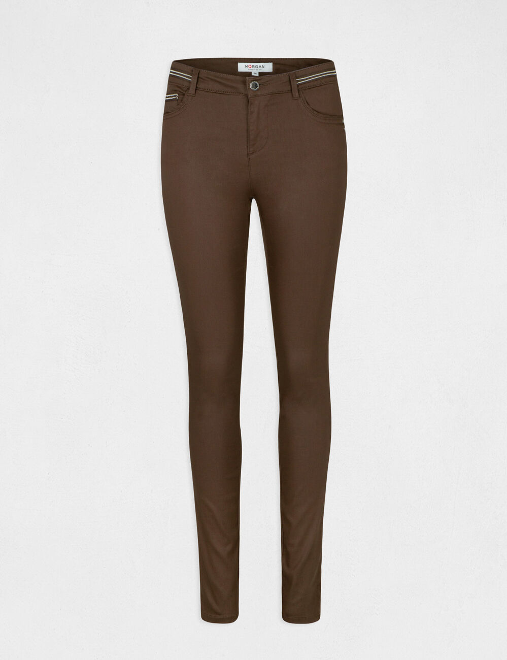 Gecoate slimfit broek taupe vrouw