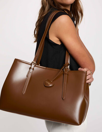 Shopper van imitatieleer bruin vrouw