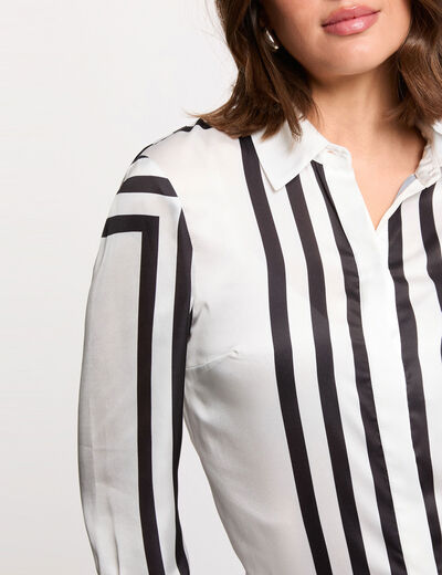 Gestreept overhemd met lange mouwen helder wit vrouw