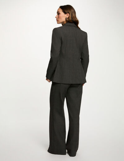 Blazer droit à carreaux gris moyen femme