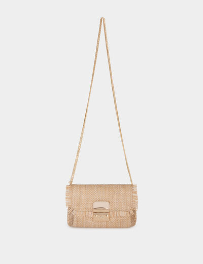Sac tressé à franges sable femme